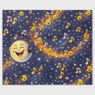 Papel de regalo personalizado Galaxia Luna musical
