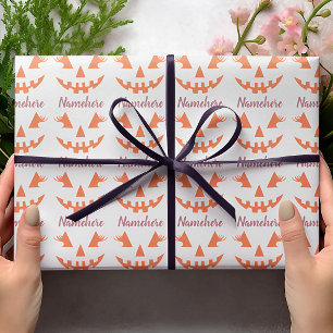Papel De Regalo Personalizado Girly Jack O Lantern Pumpkin Hallowe