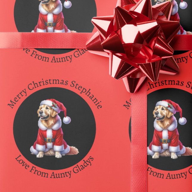 Papel De Regalo Personalizado Golden Retriever Navidades rojos (Subido por el creador)