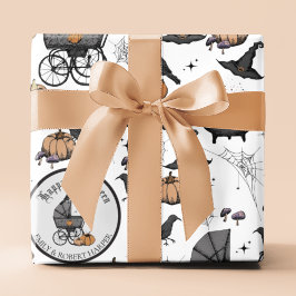 Papel De Regalo Personalizado Gótico Bebé Carrito Halloween