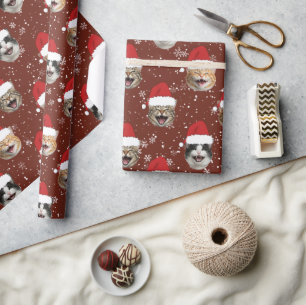 Papel De Regalo Personalizado gracioso 3 gato enfrenta a Navidades