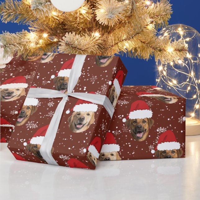 Papel De Regalo Personalizado gracioso 3 perro enfrenta a Navidade (Vacaciones)