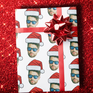 Papel De Regalo Personalizado gracioso de cara Foto de Santa Claus