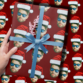 Papel De Regalo Personalizado gracioso de cara Foto de Santa Claus