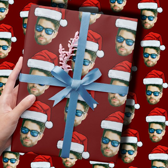 Papel De Regalo Personalizado gracioso de cara Foto de Santa Claus (Subido por el creador)