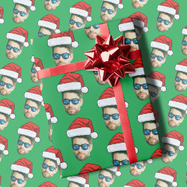 Papel De Regalo Personalizado gracioso de cara Foto de Santa Claus