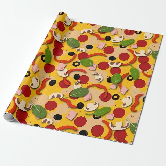 Papel De Regalo Personalizado gracioso de Pizza Topping (Desenrollado)
