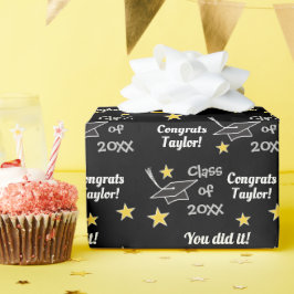 Papel De Regalo Personalizado Grad Black Congrats Año Añadir nombr