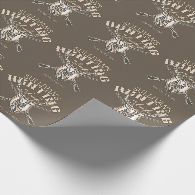 Papel De Regalo Personalizado Hunter NAME Deer Trophy Club de Caza (Esquina)