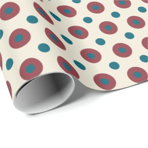 Papel De Regalo Personalizado Jumbo con puntos de polka azul rojo