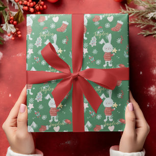 Papel De Regalo Personalizado lindo Animales Bunny Personalizado V