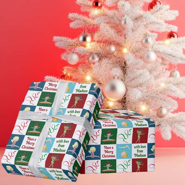 Papel De Regalo Personalizado lindo Feliz Navidad Gimnasia Chicas (Subido por el creador)