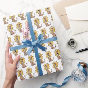 Papel De Regalo personalizado lindo león niños retro safari jungla