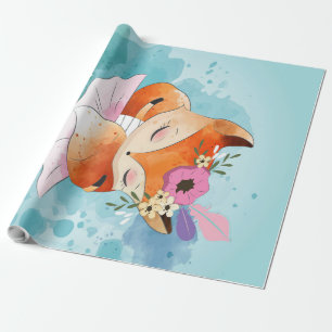 Papel De Regalo Personalizado Little Fox Lovely Fox Floral