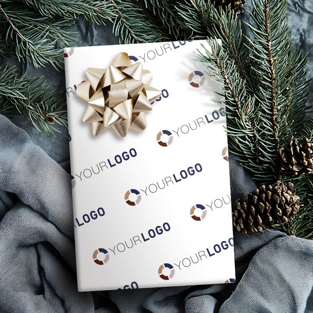 Papel De Regalo Personalizado logo de la empresa regalos comercial (Custom company logo branded business gifts white wrapping paper)