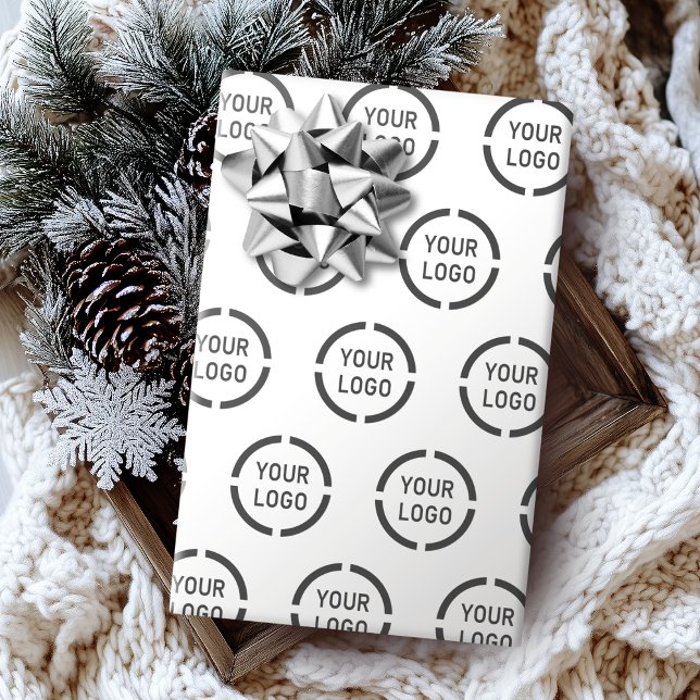 Papel De Regalo Personalizado logo de la empresa regalos comercial (Custom company logo branded business gifts white wrapping paper)