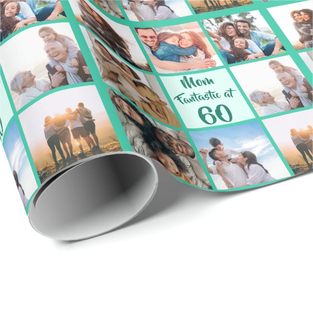 Papel De Regalo Personalizado Mamá fantástica en collage de fotos  (Esquina del rollo)