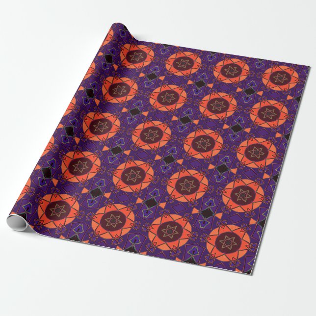 Papel De Regalo Personalizado Mandala Morado y Naranja (Desenrollado)