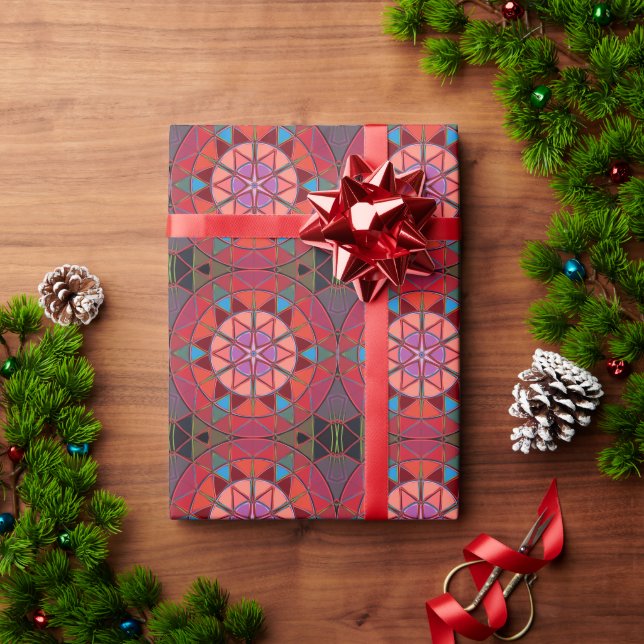 Papel De Regalo Personalizado Mandala rosa Rojo y Azul (Regalo de vacaciones)