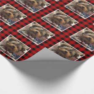 Papel De Regalo Personalizado Mascota Foto País Rojo Búfalo Check 