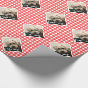 Papel De Regalo Personalizado Mascota Foto País Rojo Búfalo Check
