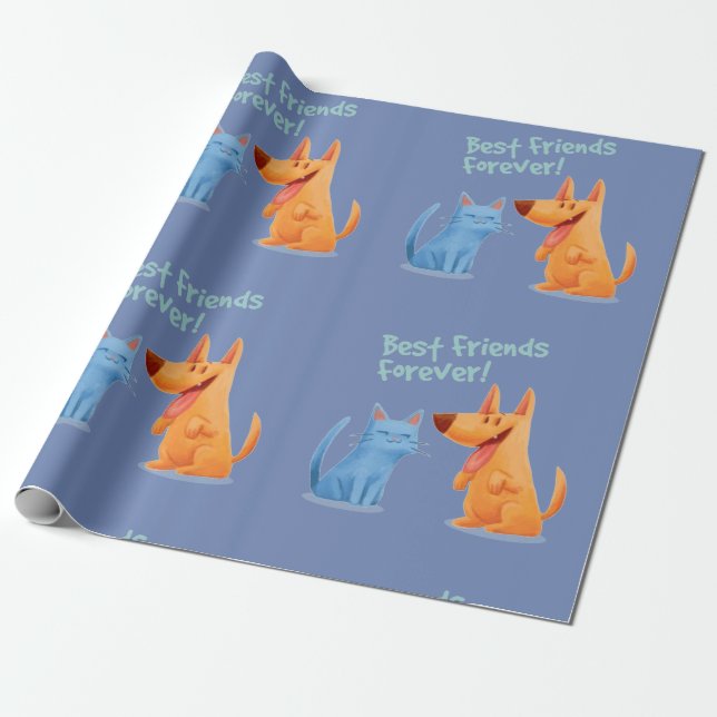 Papel De Regalo Personalizado Mejor Amigos Para Siempre (Desenrollado)