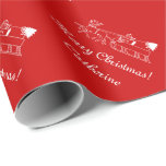 Papel De Regalo Personalizado Merry Christmas santa sleigh envoltu<br><div class="desc">Personalizado Feliz Navidad santa papel de envoltura de trineo. Idea de ajuste de regalo personalizada con nombre personalizado y mensaje de vacaciones. Colores de fondo rojo personalizable y saludos. Sorprender a tu familia; padre, madre, abuelo, hermana, etc. con saludos personalizados de temporada. Viaje en trineo de Santa Cláusula con ilustracion...</div>
