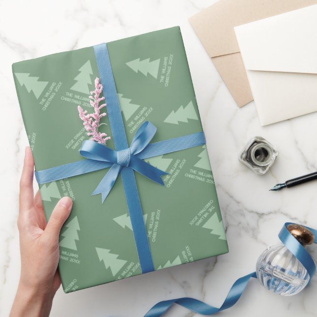 Papel De Regalo Personalizado Minimalista moderno Navidades verdes (Regalar)