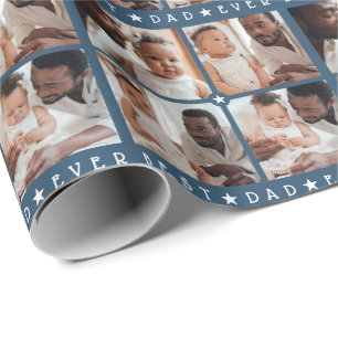 Papel De Regalo Personalizado Moderno Cuadrado de 4 Fotos 'Mejor P