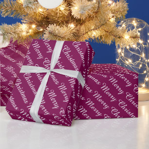 Papel De Regalo Personalizado Moderno Feliz Navidad Color Vino