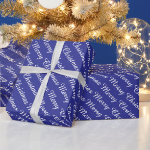 Papel De Regalo Personalizado moderno Feliz Navidad Deep blue