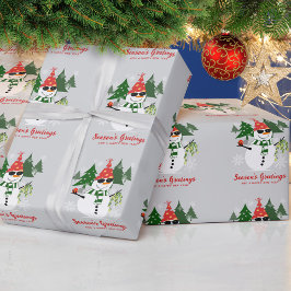 Papel De Regalo Personalizado moderno y gracioso muñeco de nieve p