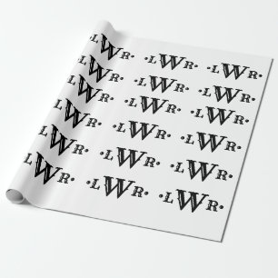 Papel De Regalo Personalizado Monograma de tres letras Elegante ne