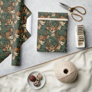 Papel De Regalo Personalizado Navidades de renos Patrón sin Marea 