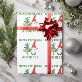 Papel De Regalo Personalizado Navidades de Santa Gnome Libro Verde