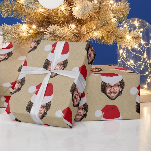 Papel De Regalo Personalizado Navidades divertidos de Santa Hat Fa (Vacaciones)