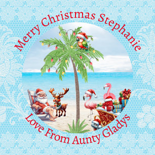 Papel De Regalo Personalizado Navidades Tropicales En Julio Fiesta