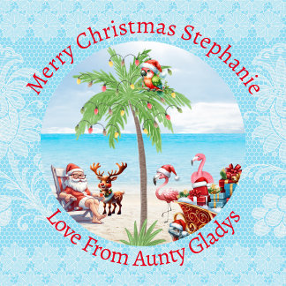 Papel De Regalo Personalizado Navidades Tropicales En Julio Fiesta