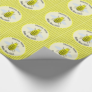 Papel De Regalo Personalizado Neutral de Abeja Amarilla Cute Géner