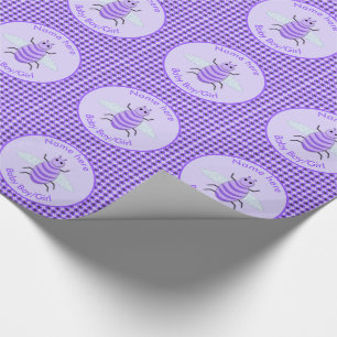 Papel De Regalo Personalizado Neutral de Abeja Cute Purple Bee