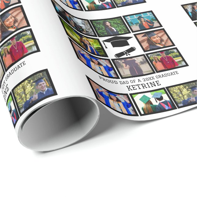 Papel De Regalo Personalizado orgulloso padre del collage de fotos (Esquina del rollo)