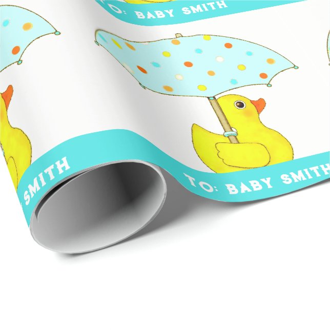 Papel de regalo personalizado para bebé (Esquina del rollo)