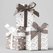 Papel de regalo personalizado para bodas en hojas