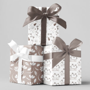 Papel de regalo personalizado para bodas en hojas