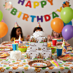 Papel de regalo personalizado para niños con anima