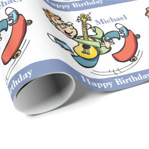 Papel De Regalo Personalizado para niños con patineta