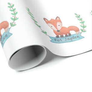 Papel de regalo personalizado para niños con zorro