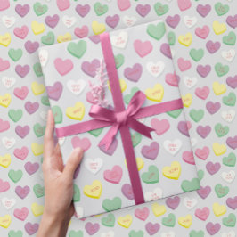 Papel De Regalo Personalizado Pastel Conversación Corazones de car