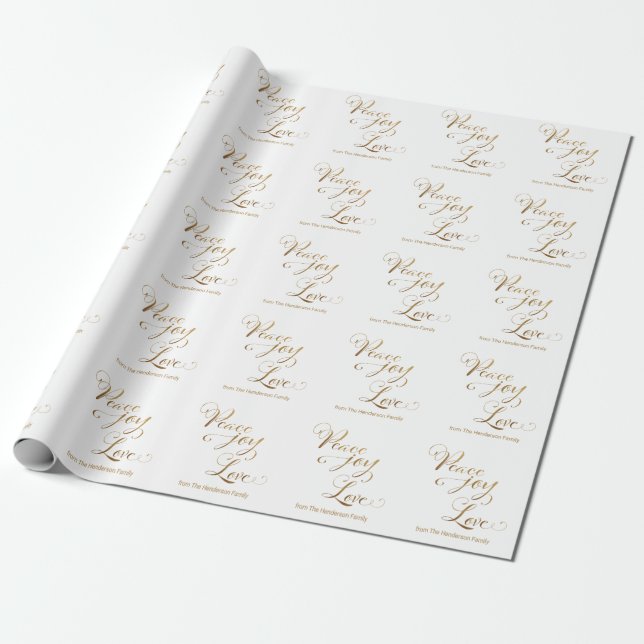 Papel De Regalo Personalizado Paz Alegría Amar a los Navidades Bla (Desenrollado)