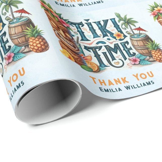 Papel De Regalo PERSONALIZADO personalizado de Fiesta TIKI (Esquina del rollo)